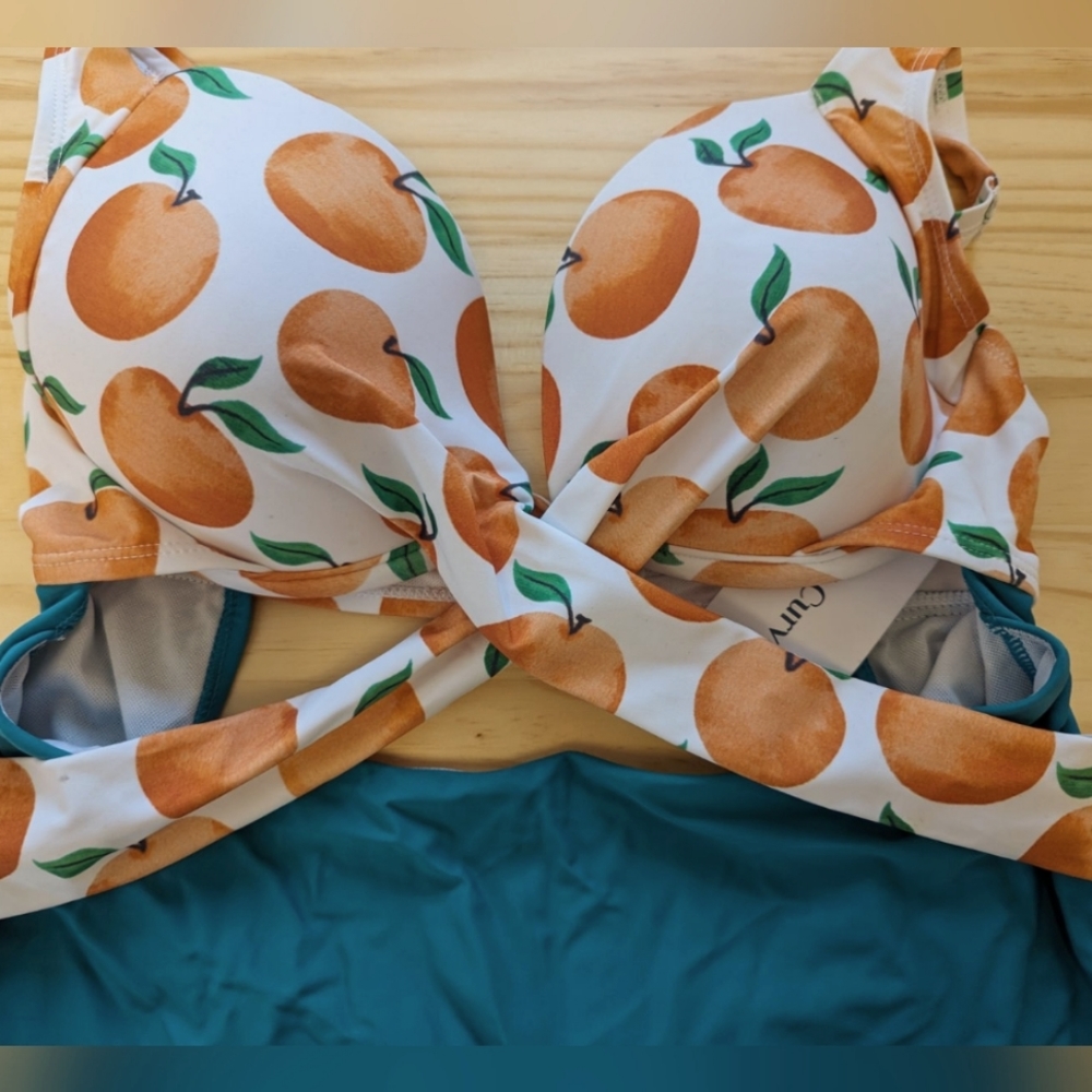 Peach Criss-cross Cut out Front One-Piece Swimsuit